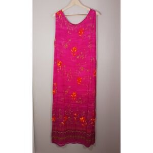 Vintage Y2K Tropical Floral Maxi Shift Dress Resort Wear Women's Size 20W